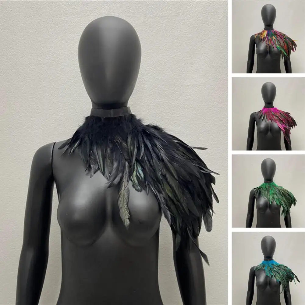 Luxurious Layered Feathers Soft Adjustable Retro Collar Cosplay Party Body Stage Performance Fake Feather Shrug Shawl Shoulder