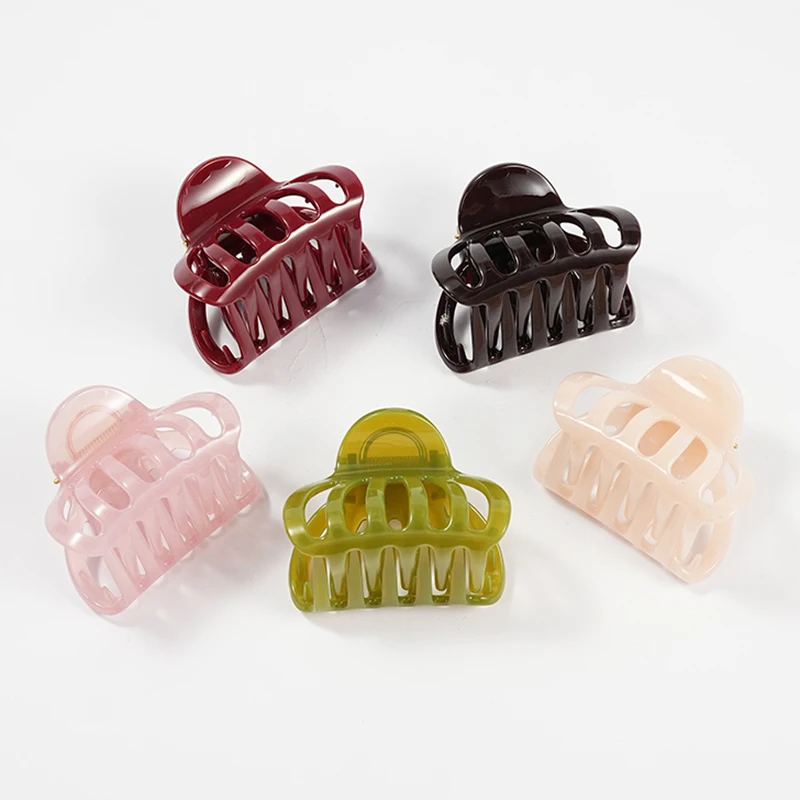 Pumpkin Shark Clip Cutout Jelly Olive Green Medium Updo Bun Claw Women Korean Classy Office Style