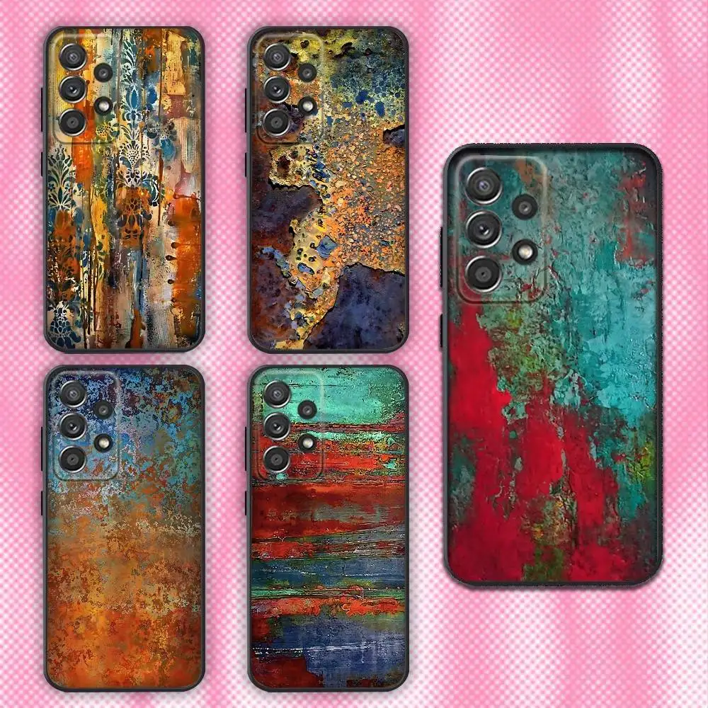 

Retro Industrial Style Rusty Phone Case For Samsung Galaxy A13,A21s,A22,A31,A32,A52,A53,A71,A80,Soft Black Shell