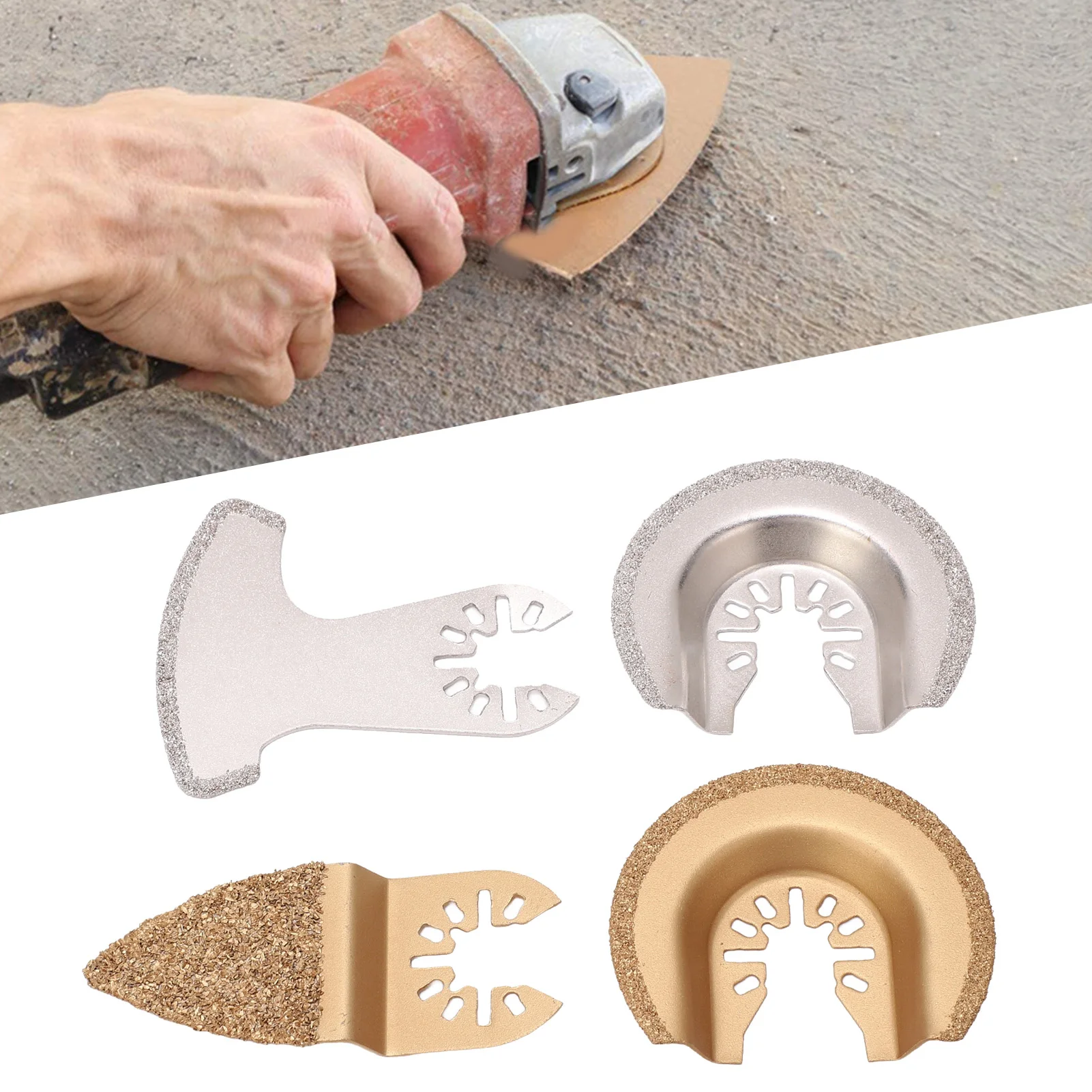 4 Pcs Oscillating Saw Blades Multi Tool Kit Semi Circle Finger Segment Swing Grit for Grout Ceramics Masonry