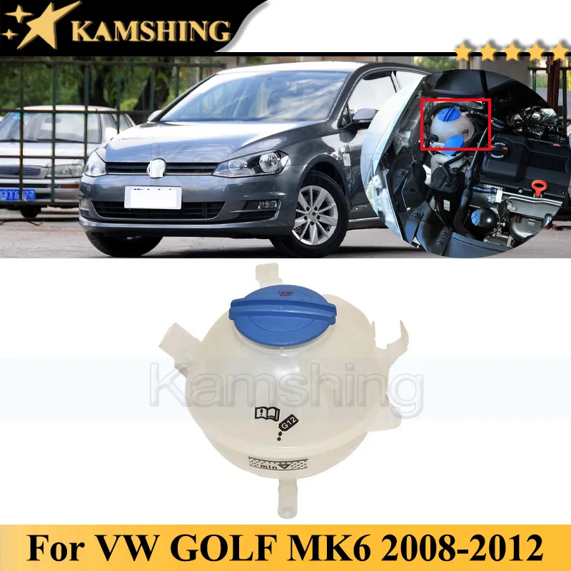 Kamshing For VW GOLF MK6 2008-2012 Assistant Water Tank Car Coolant Recovery Reservoir Tank Radiator Water Overflow Tank Bottle