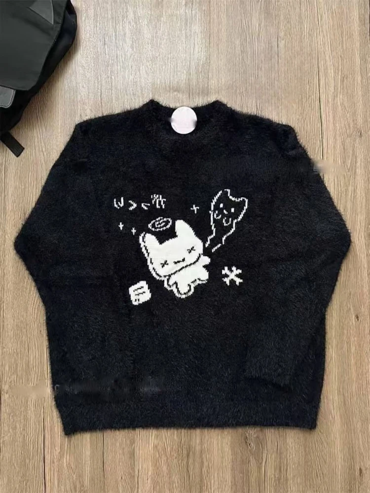 

Japanese Sweet College Style Sweater Women Y2k Kawaii Cartoon Long Sleeve Pullover Autumn Winter Cute Knit Warm Loose Tops New