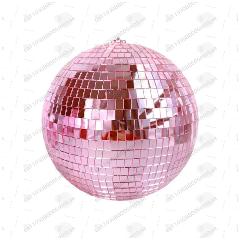 Pink glass mirror ball holiday party ball decoration pink ball valentine wedding glitter disco ball, wooden frame packaging