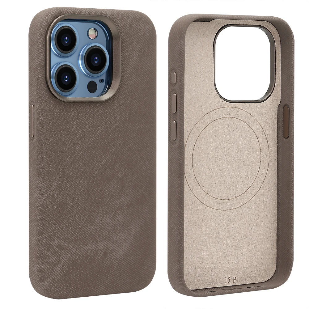 Compatible With Iphone 16 15 14 13 Pro Max Phone Case With Magnetic Wireless Charging, Microfiber Full Protection Cover,Brown