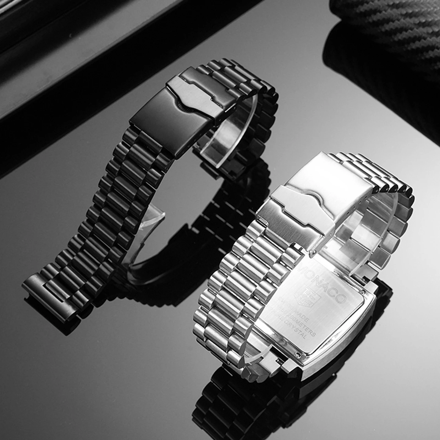 Solid Stainless Steel Men's Watch Band, 20mm and 22mm, for TAG Heuer Carrera, Monaco, and F1 Series (CBL2111, CBL2113)