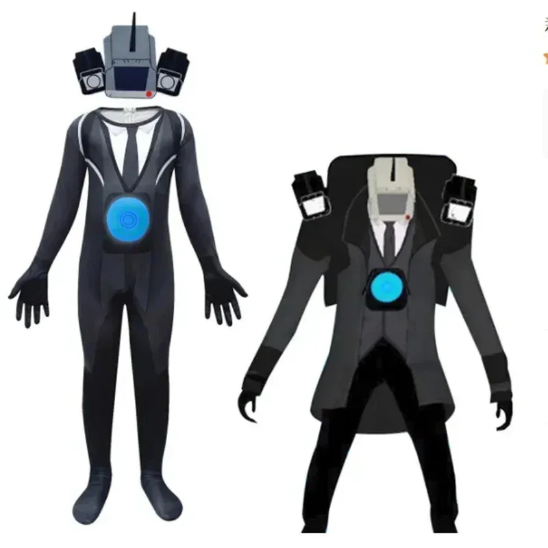 Anime Skibidi Toilet Cosplay Audio Man Camera Man Tv Man Costume Jumpsuit Mask Full Set Halloween Party Men Adult