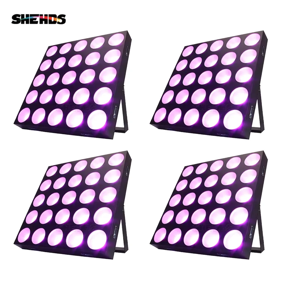 SHEHDS 2/4PCS 25x12W LED RGBW Blinder Matrix Stage Lighting DJ Bar Party Effect Christmas Decoration Concert Audience