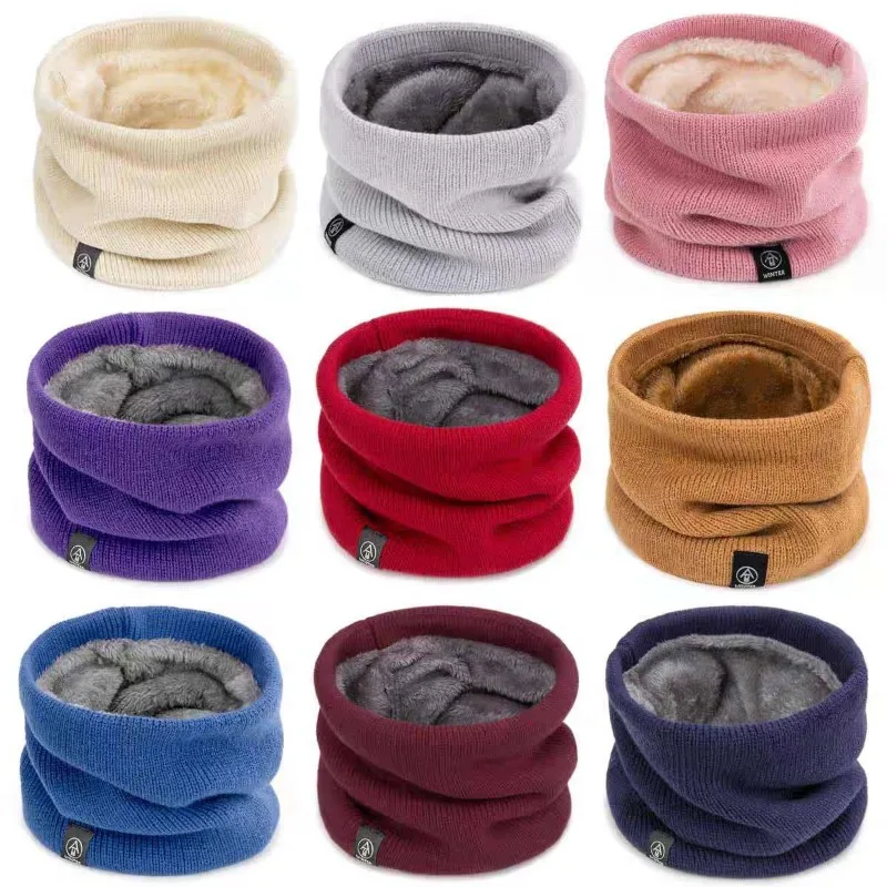 7colors Winter Plush Muffler Woolen Knitting Warm Neck Cover Neckerchief Fashion Solid Color Men Women Cold-proof Scarf Outdoors