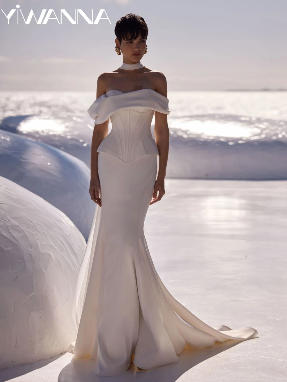 

New With Corset Satin Mermaid Long Wedding Dress Elegant Strapless Off Shoulder Bridal Gown Customized Dreamy Dresses For Bride