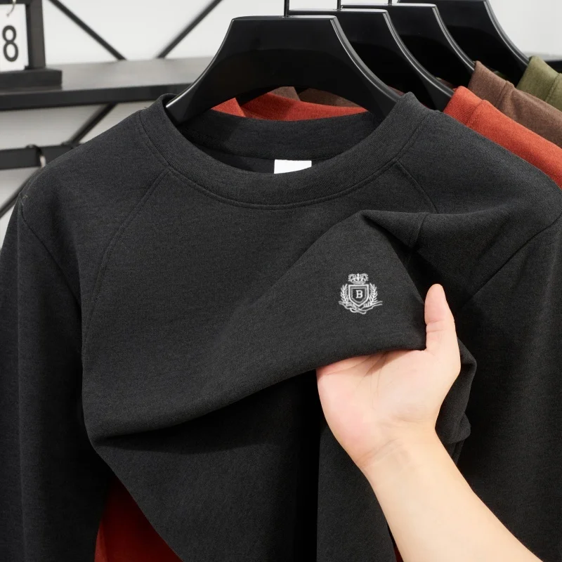 High quality brand autumn winter new double-sided velvet warm long sleeved men's designer original crown embroidery long sleeved