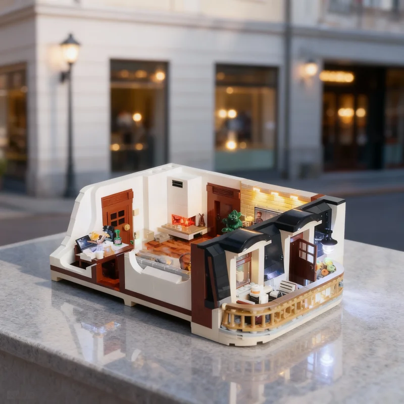 

Набор для сборки MOC «Гостиная с балконом» (1726 деталей), модель людей, архитектурный конструктор, развивающие кубики, рождественские подарки, игрушки для детей