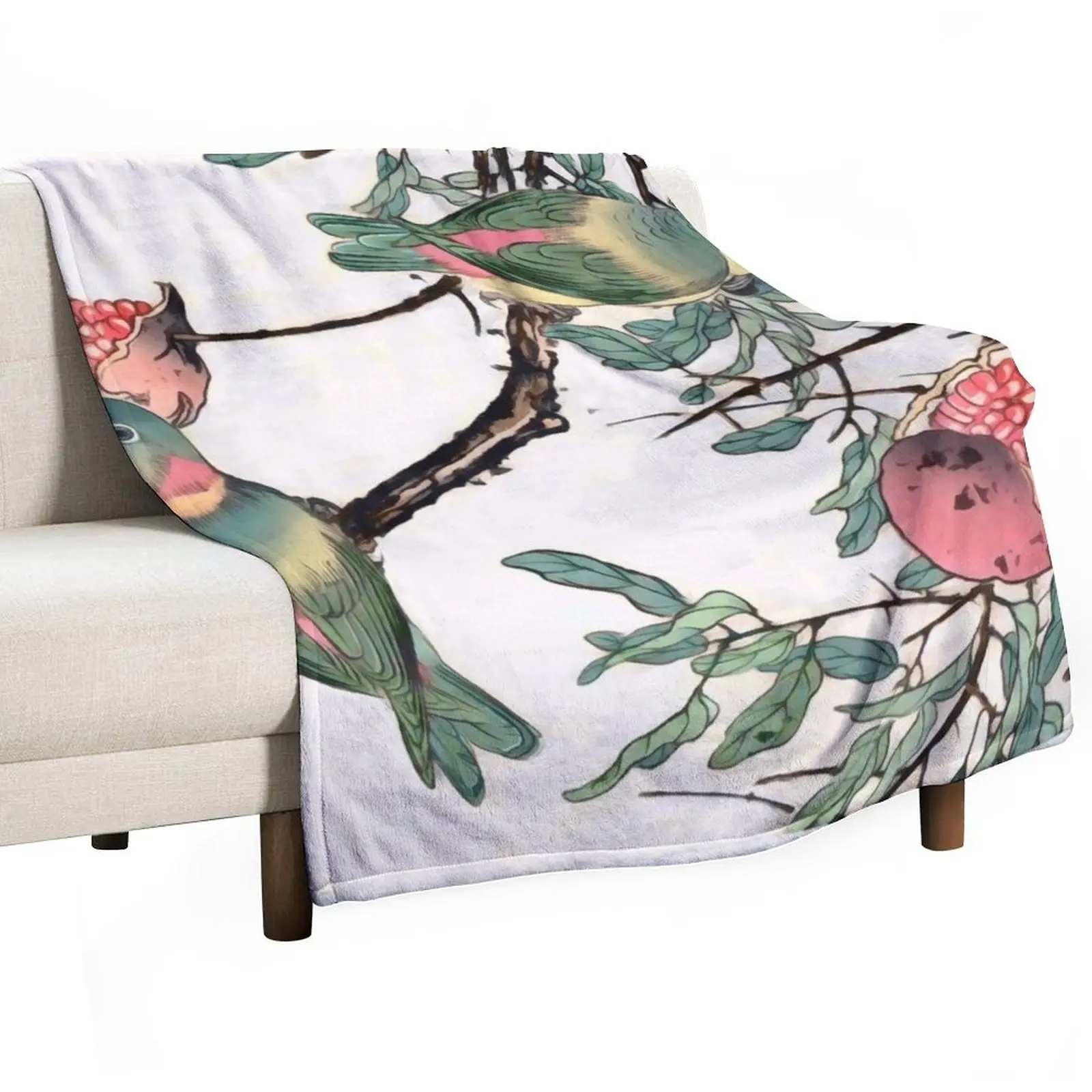 Pomegranate and Lovebirds Throw Blanket Kid'S Luxury Designer Blankets