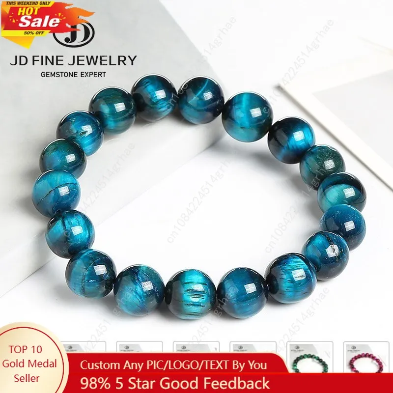 

JD High Quality Blue Tiger Eye Buddha Bracelets Women Men Natural Stone Round Beads Handmade Yoga Bangles Casual Jewelry Pulsera