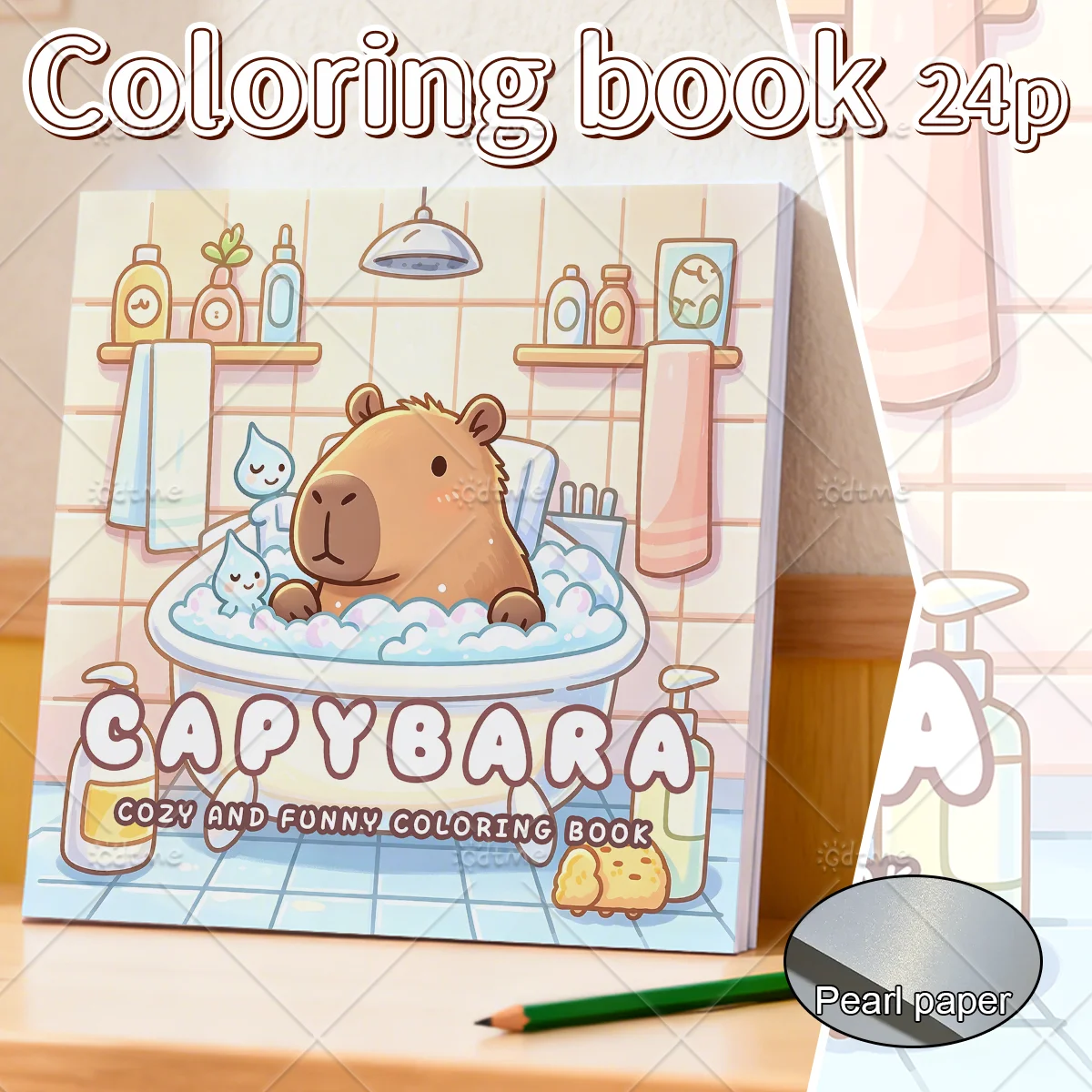 Capybara Adult Coloring Book, Large Print Cozy Funny Capybara Bath Scenes, Stress Relief Relaxing Art Therapy Drawing Book