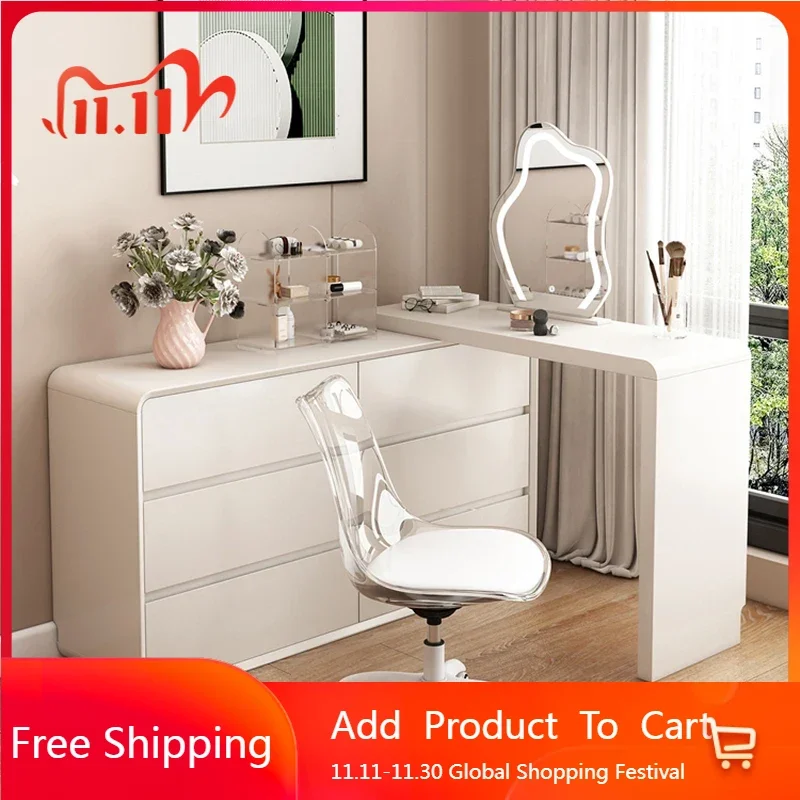 

White Minimalist Dressing Table Bedroom Modern Cheap Drawer Dressing Table European Girls Comoda Pra Quarto Bedroom Furniture