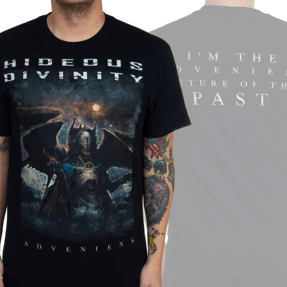 Adveniens Demon Lord Album Art Hideous Divinity Print T Shirt, Technical Death Metal Band Fan Collectible Unisex Graphic Tee