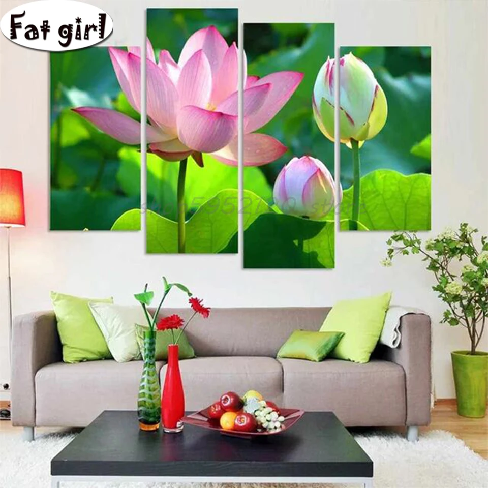 

5D Diamond painting Lotus leaf Full Square round drill scenic Diamond Embroidery Multi-module DIY Diamond Mosaic Home Decor art