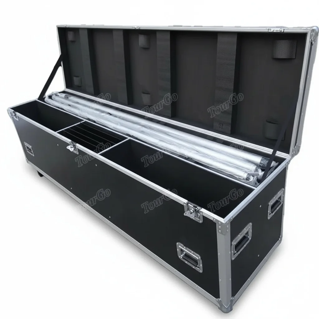 

ATA Flight Case, Aluminum Plywood Road Case for Pipe Drape Kits, Base Plates, Uprights, Heavy Duty Storage, 1000 x 500 x 620 mm