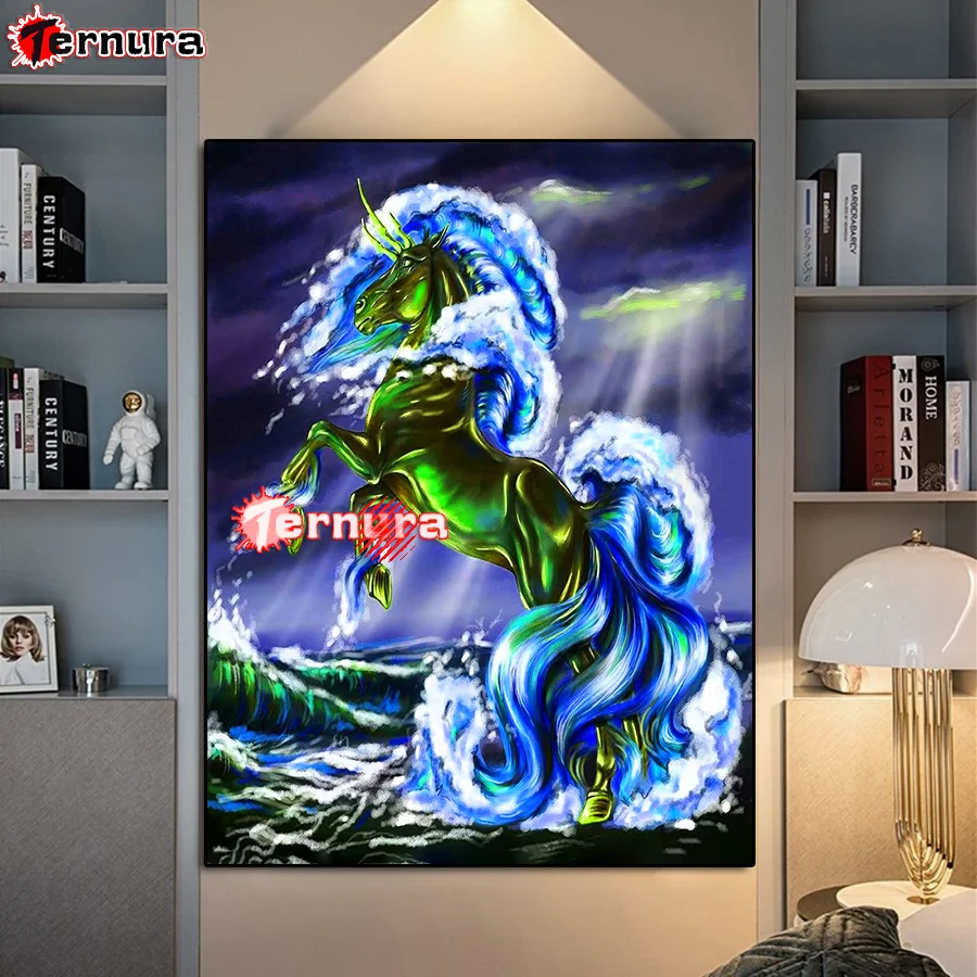 5D DIY full square Drill diamond painting Sea and horse diamond rhinestone unicorn embroidery cross stitch full display home art