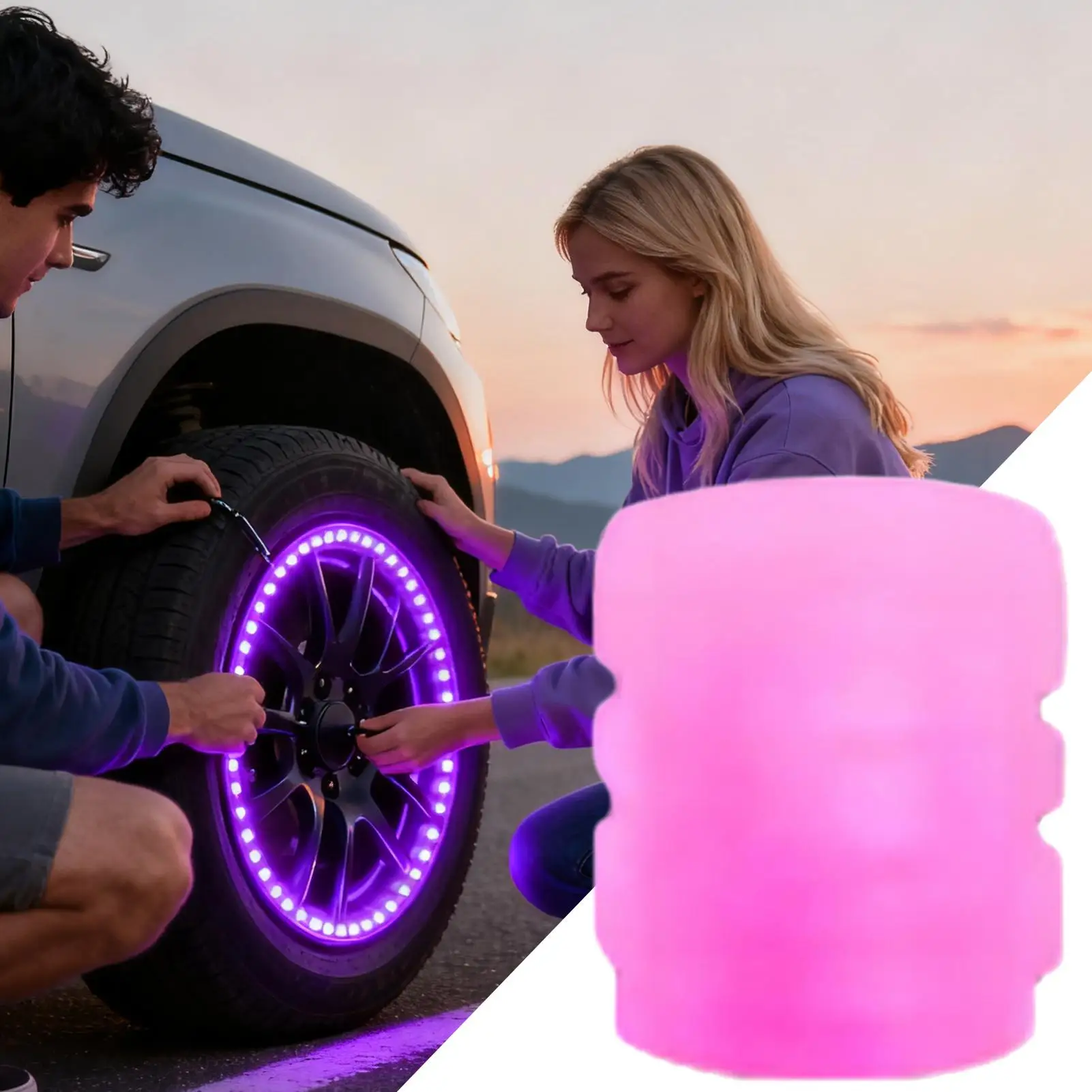 Bouchons de Valve lumineux fluorescents, bouchons de Valve de pneu de voiture de nuit, moto, vélo, décor brillant, buses de roue, bouchons de pneus, accessoires de voiture