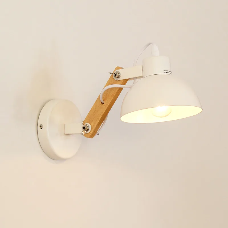 

Nordic Robotic Arm Style Wall Lamp Iron Material Wood Bracket Adjustable Desk Sconce Light E27 Bulb Hotel Decoration LED Lustres
