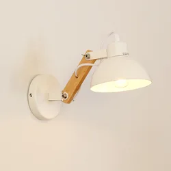 Nordic Robotic Arm Style Wall Lamp Iron Material Wood Bracket Adjustable Desk Sconce Light E27 Bulb Hotel Decoration LED Lustres