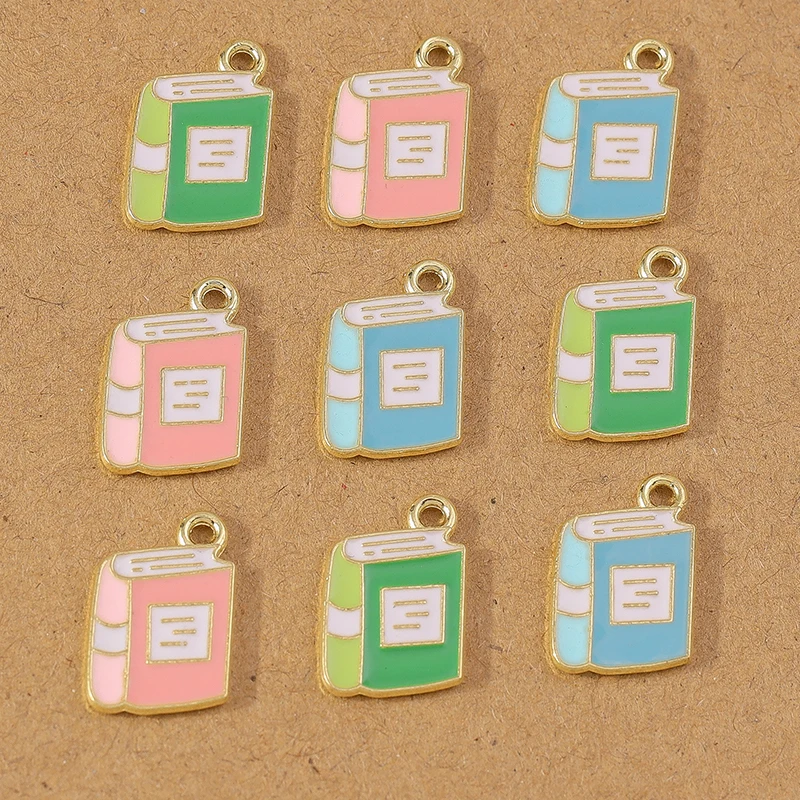 

10pcs 17x11mm Cute Enamel Book Charms Pendant for Jewelry Making Earring Bracelet Necklace Accessories DIY AccessoriesSupplies