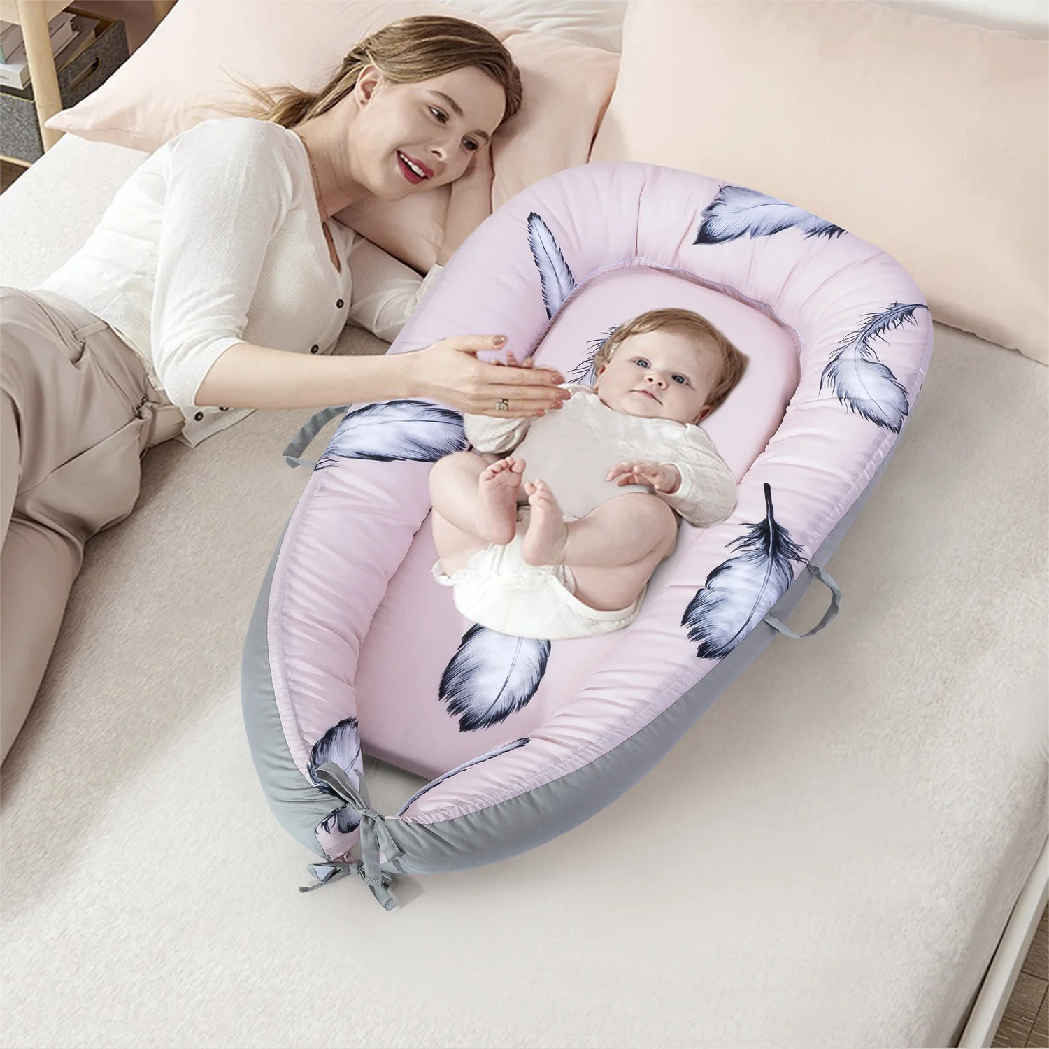 Baby Nest | Baby Lounger for Newborn | Baby Bed Sleeper | Breathable Newborn Co Sleeping Crib Bassinet for Traveling and Napping