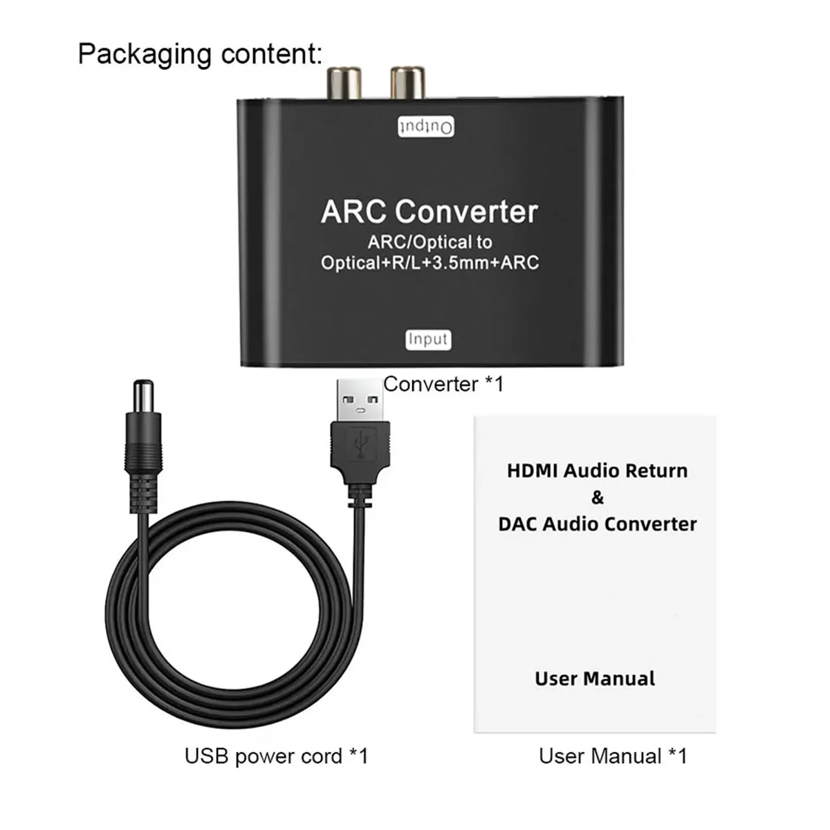 ARC Audio Extractor 192Khz -Compatible ARC Converter Digital Optical SPDIF to L/R Coaxial SPDIF 3.5mm Converter