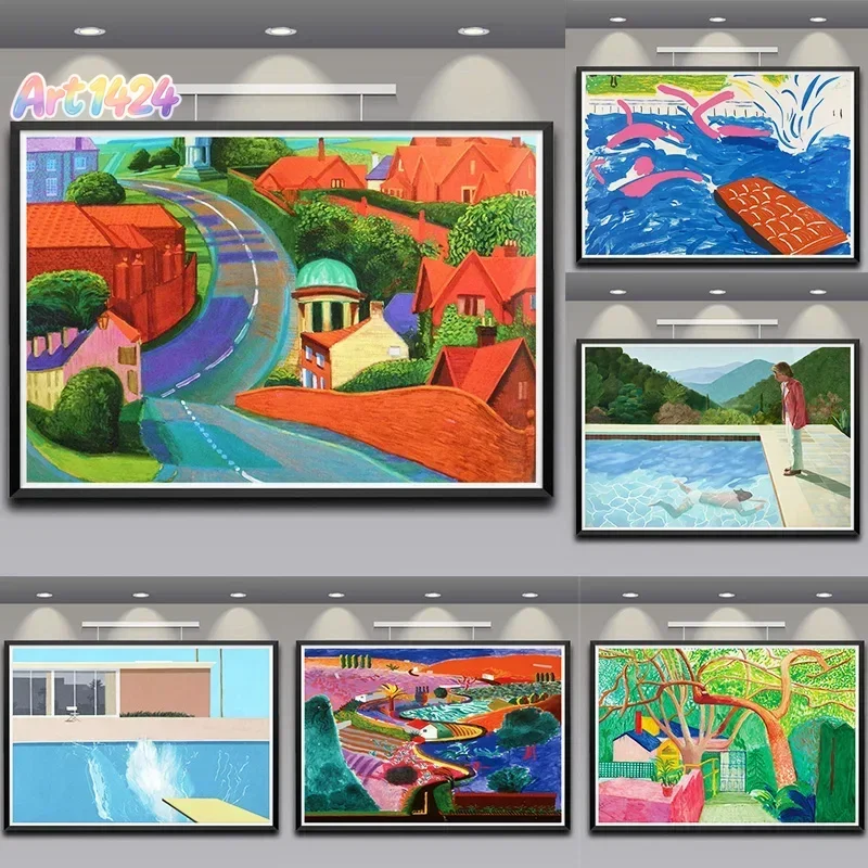Poster Bigger Splashist David Hockney Landscape Canvas Painting Wall Art Decoration Picture Print Living Room Bedroom Home De