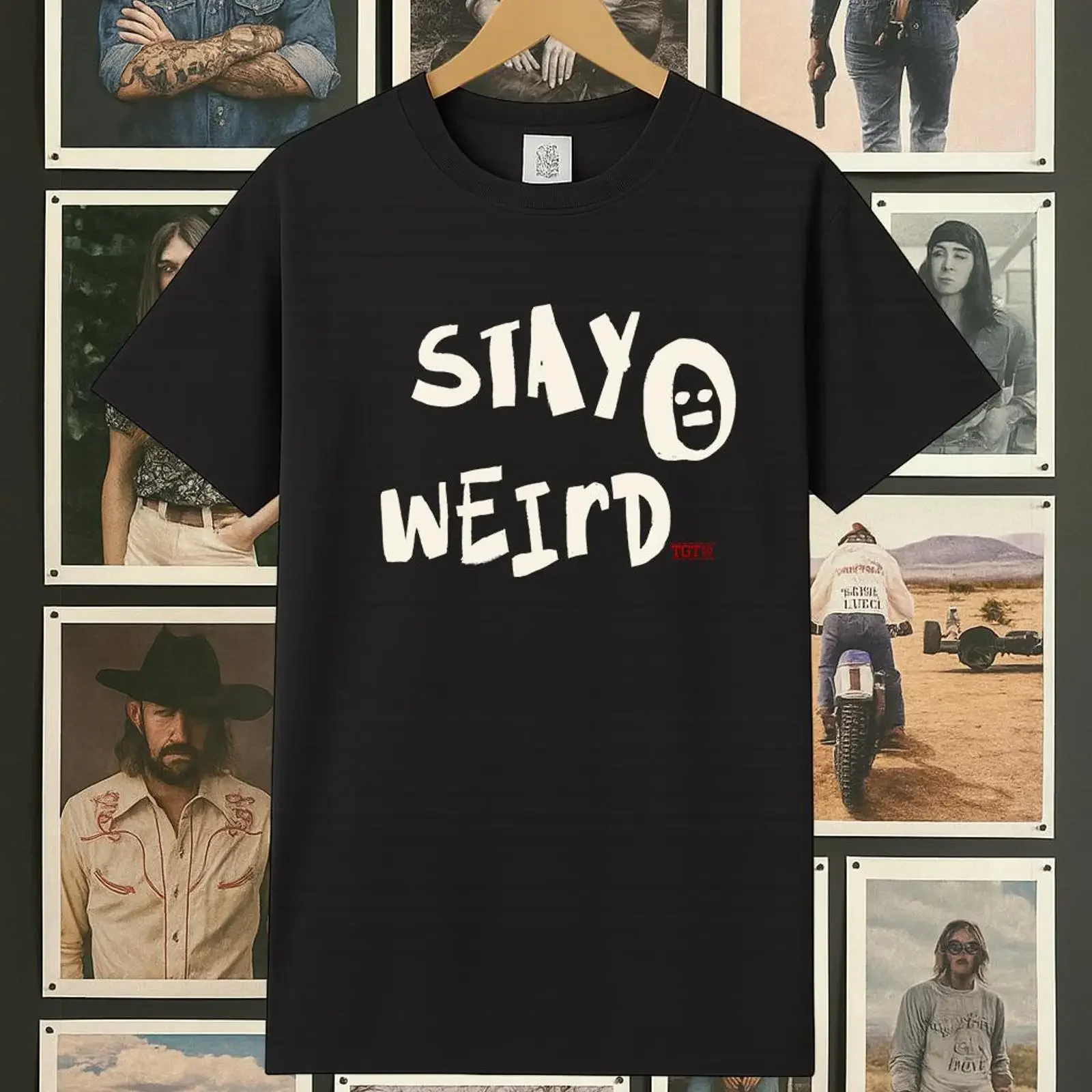 STAY WEIRD T Shirt Quirky with Bold Hand Drawn Font by The General Thread Co vintage Washed Top For Everyday Wear