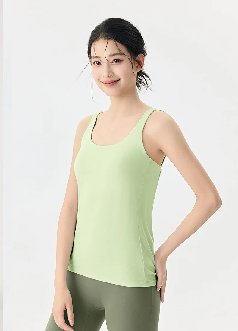 Yoga-Anzug Weste für Damen mit Brustpolster, Crop-Top, Integrierter Sport-Bodysuit, Pilates-Trainingsanzug, Ärmelloses Shirt, Außenweste – Detail 8