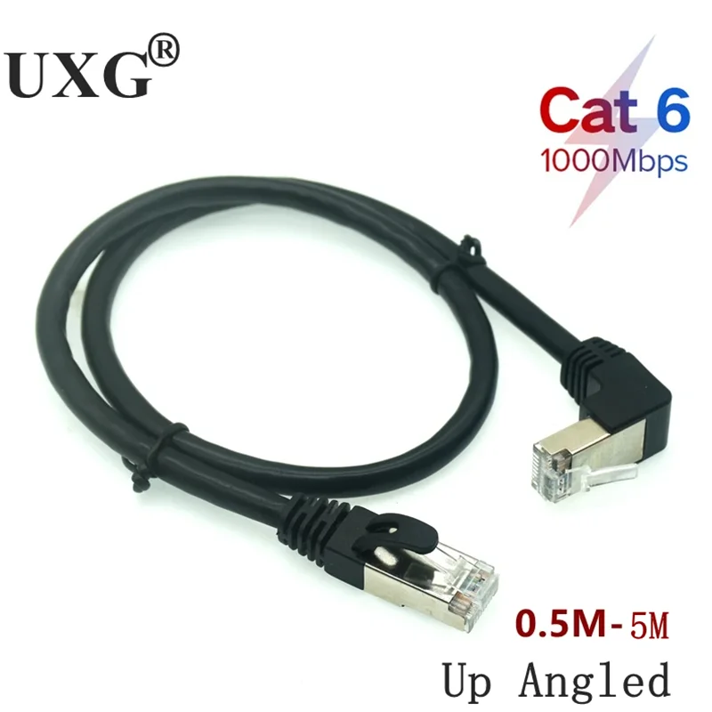 Cat6a RJ45 90 Degree Angle Ethernet Cable Slim Right Left Up Down Patch Cord Network Cable Lan Cable for TV BOX Laptop