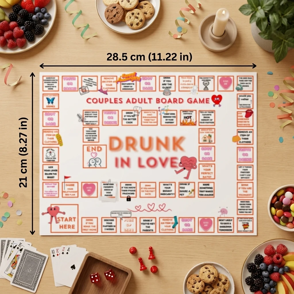 Adult Party Game Set 1 Paper Game Sheet 2 Dice 5 Pawns Couples Romantic Date Night Relationship Interactive Activity
