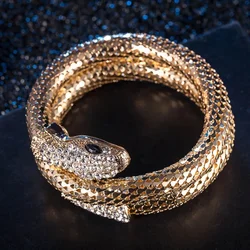 Cool Creative Punk Gold Color Snake Bangle Retro Club Snake Spiral Bracelet Upper Arm Cuff Armlet Armband Bangle Jewelry Gifts