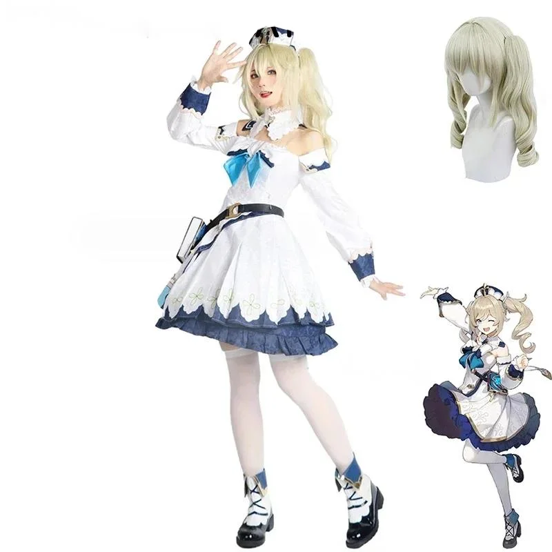 Barbara Cosplay Game Genshinimpact Barbara Cosplay Costume Dress Wig Shoes Anime Role Play Carnival Party Clothes