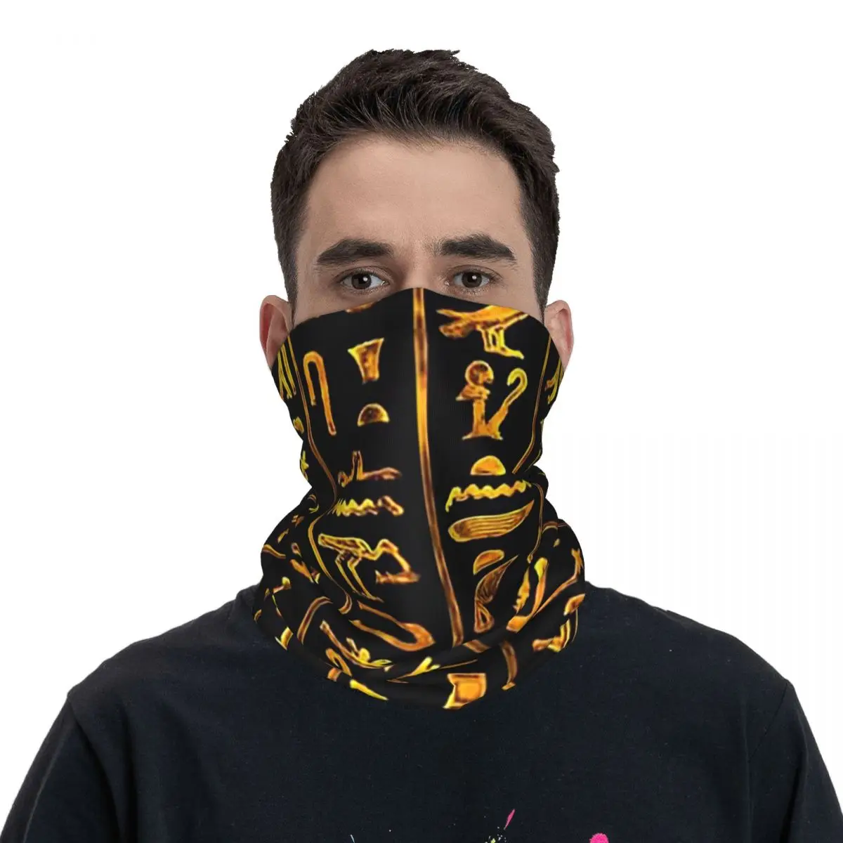 Ancient Egyptian Hieroglyphs Bandana Neck Gaiter Printed Face Scarf Multifunction FaceMask Hiking Fishing Adult All Season