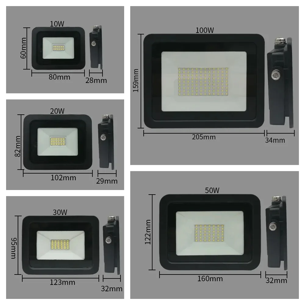 모션 Pir 센서 포함 LED 투광 조명, 야외 램프, 거리 스포트라이트, 반사 100W, 50W, 30W, 20W, 10W, 220V