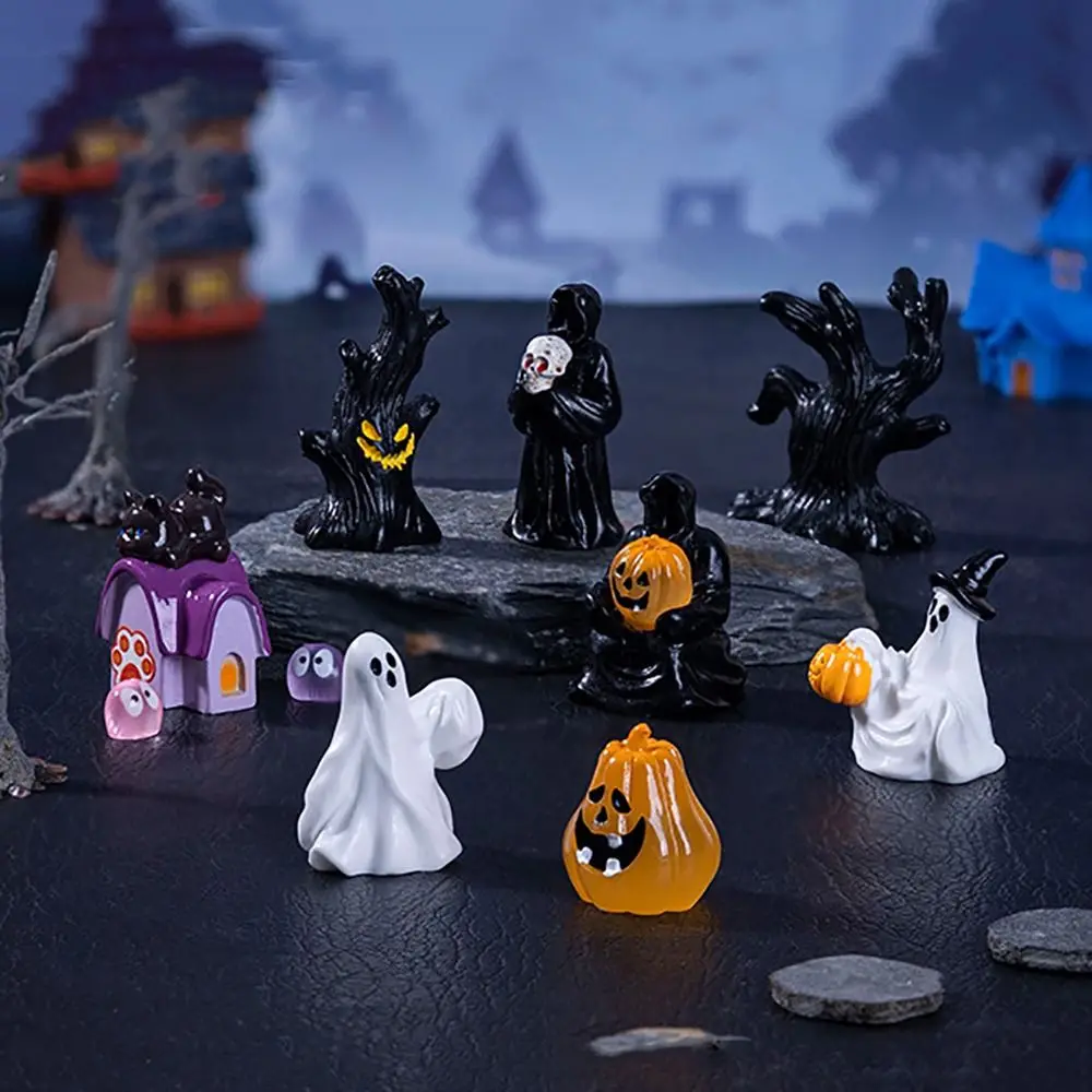 Multicolor Halloween Miniature Figurine Resin Pumpkin Desktop Knick-knack Party Ornaments Micro Landscape DIY Accessories Toy