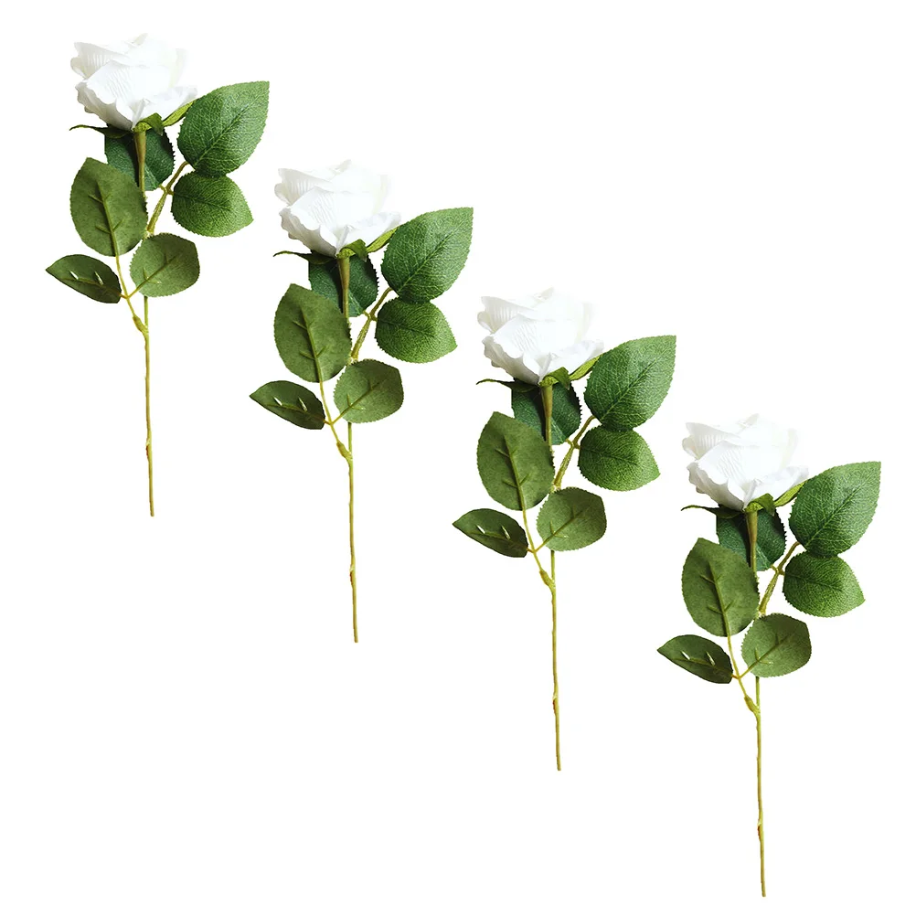 

4 Pcs Artificial Plastic Stems Wire Photo Props Home Office Decor Flower Arrangement Wedding Party Layout