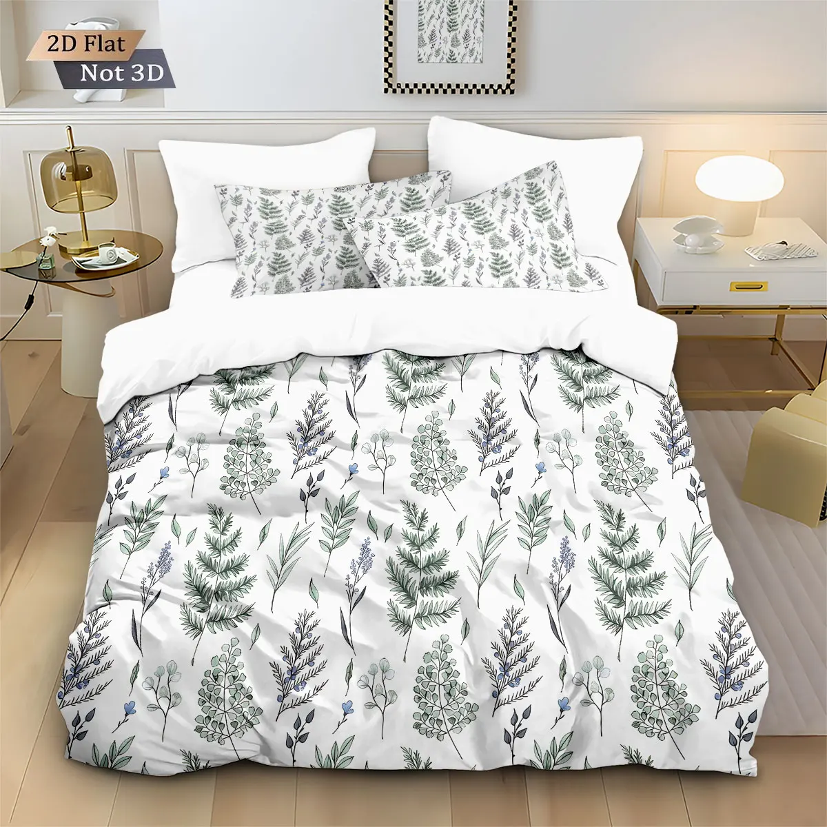 3pcs Spring Beautiful Flower And Plant Printed Down Duvet Cover Set, Multi Size Bedroom Bedding Decoration, Machine Washable