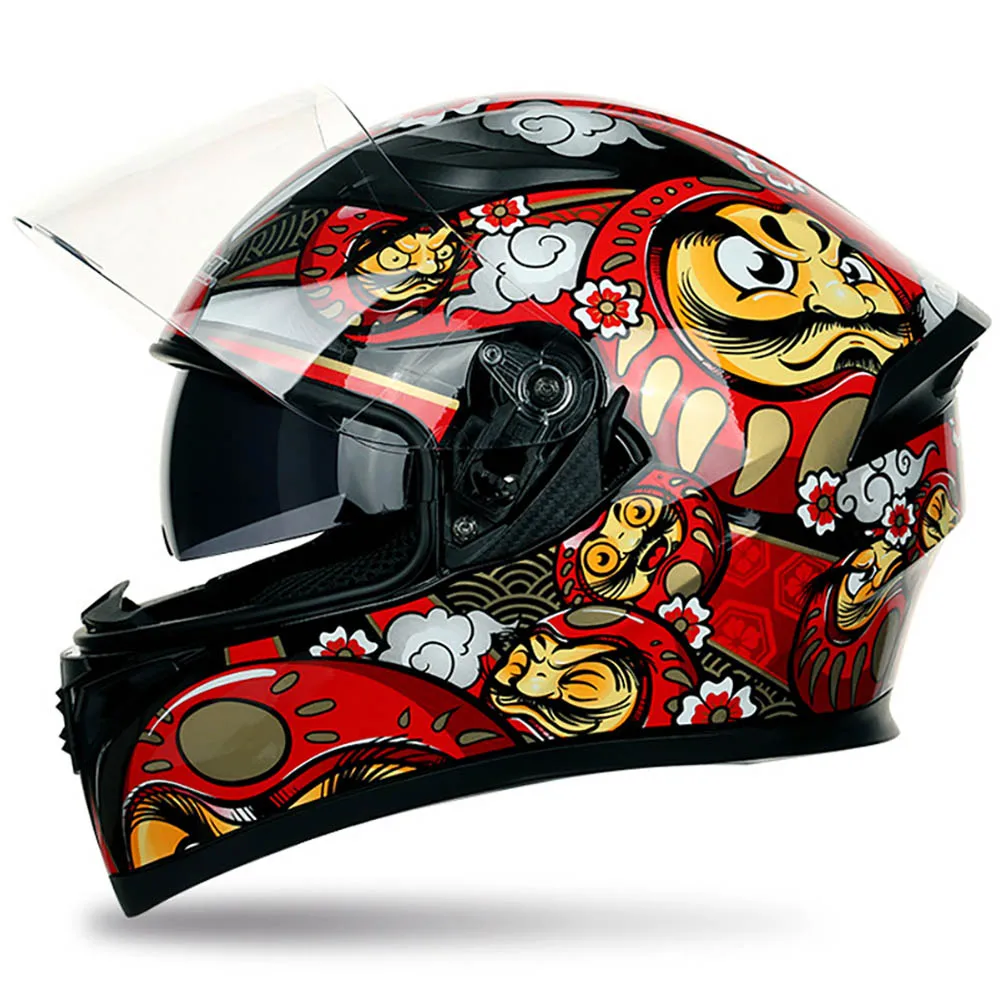 New Helmet Motorcycle Four Seasons Helmets For Full Face Goblin Helmet Men Racing Double Mirror Helmet With Removable Lining