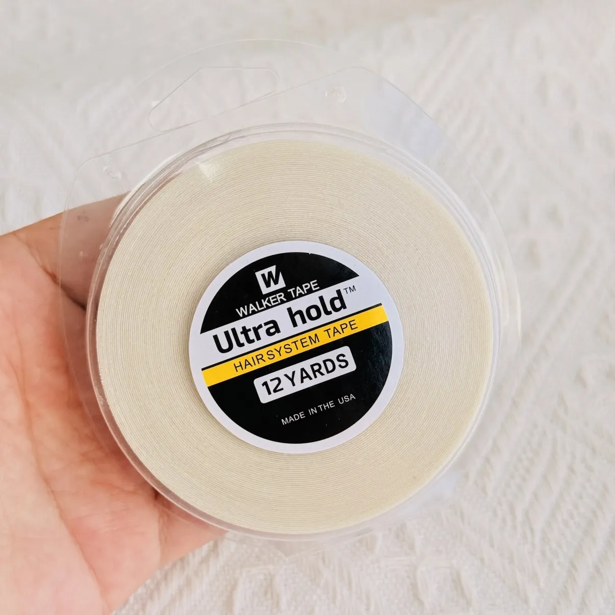 شريط شعر مستعار أسود على الوجهين مع غلاف خارجي - لاصق قوي للشعر مقاس 3/12/36 لتركيب الشعر المستعار