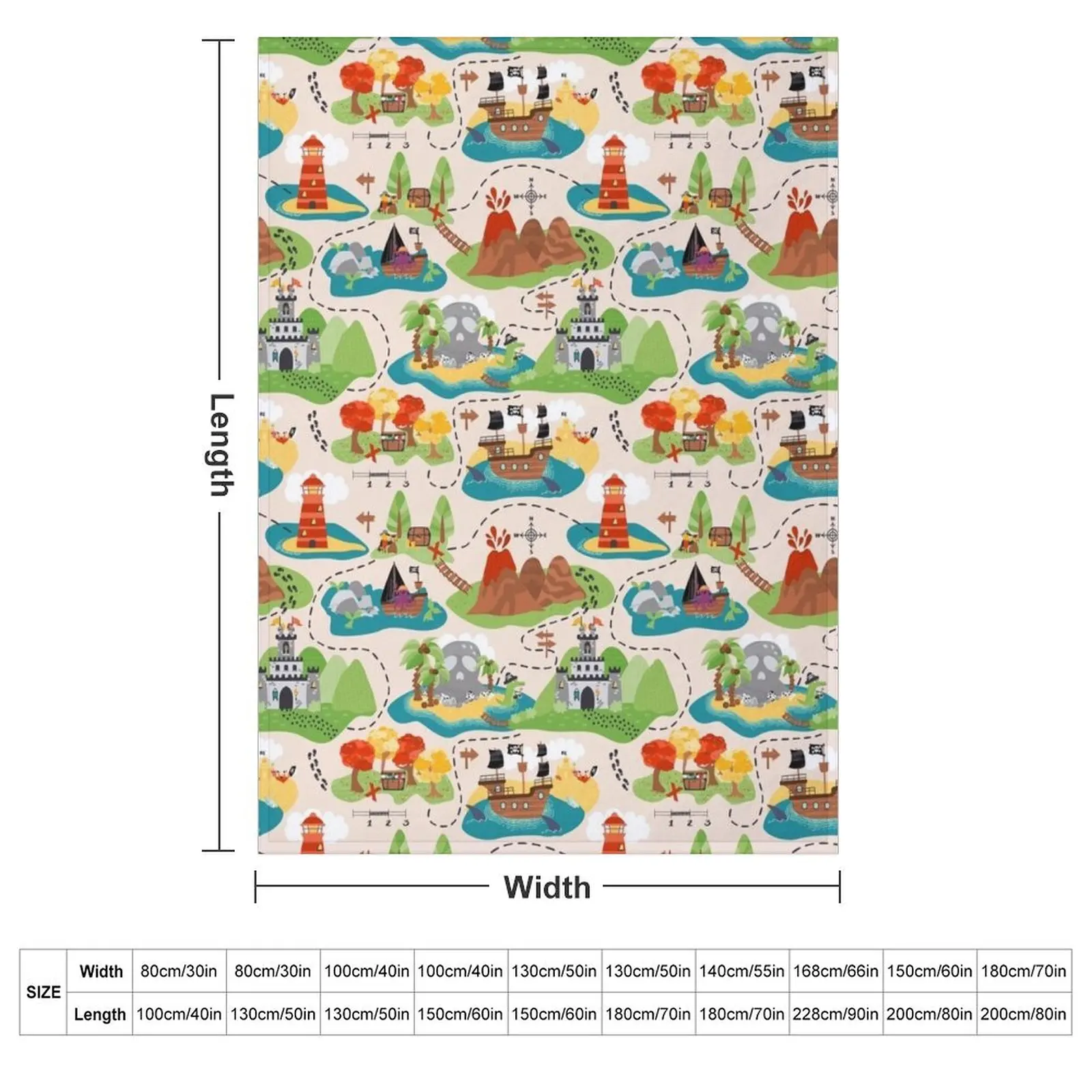 Pirate Treasure Map On Tan Throw Blanket Multi-Purpose Hairy cosplay anime Blankets For Sofas Designers Picnic Blankets