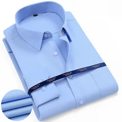 Men's Shirt Long Sleeve Solid Basic Formal Dress Shirts Comfortable Business Social Standard-fit Easy-care Office Shirt S-5XL