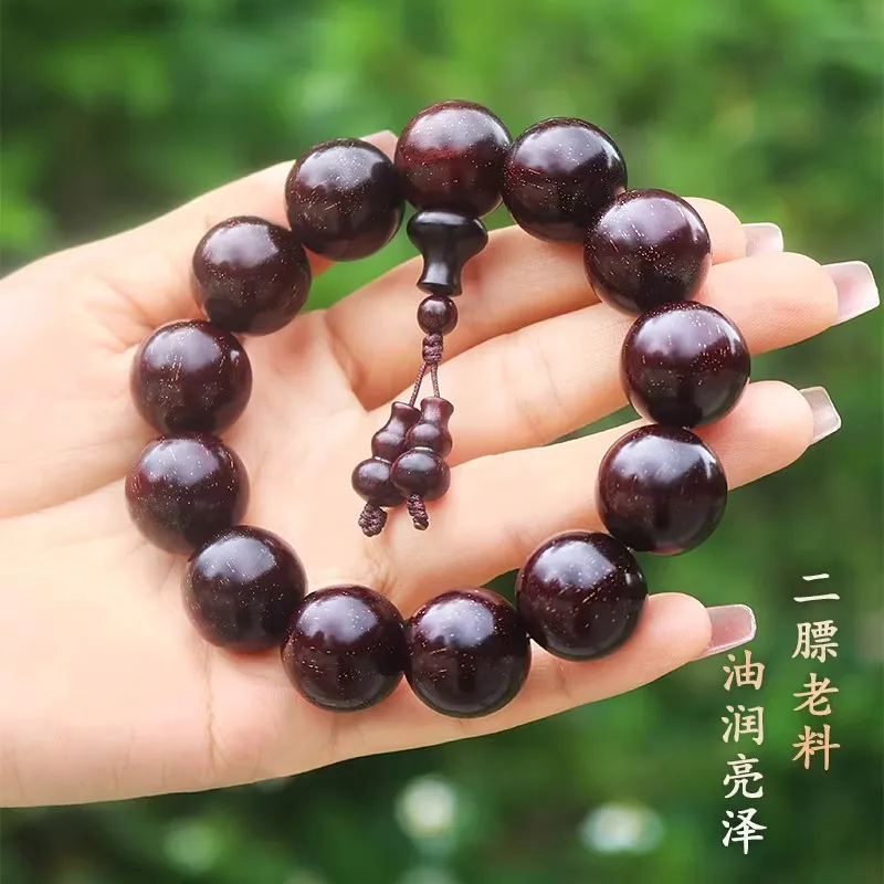 2026 Indian Red Sandalwood Beaded Bracelet 108 Beads Full Gold Stars Patina Sandalwood Scent Lucky Prayer Jewelry Gifts