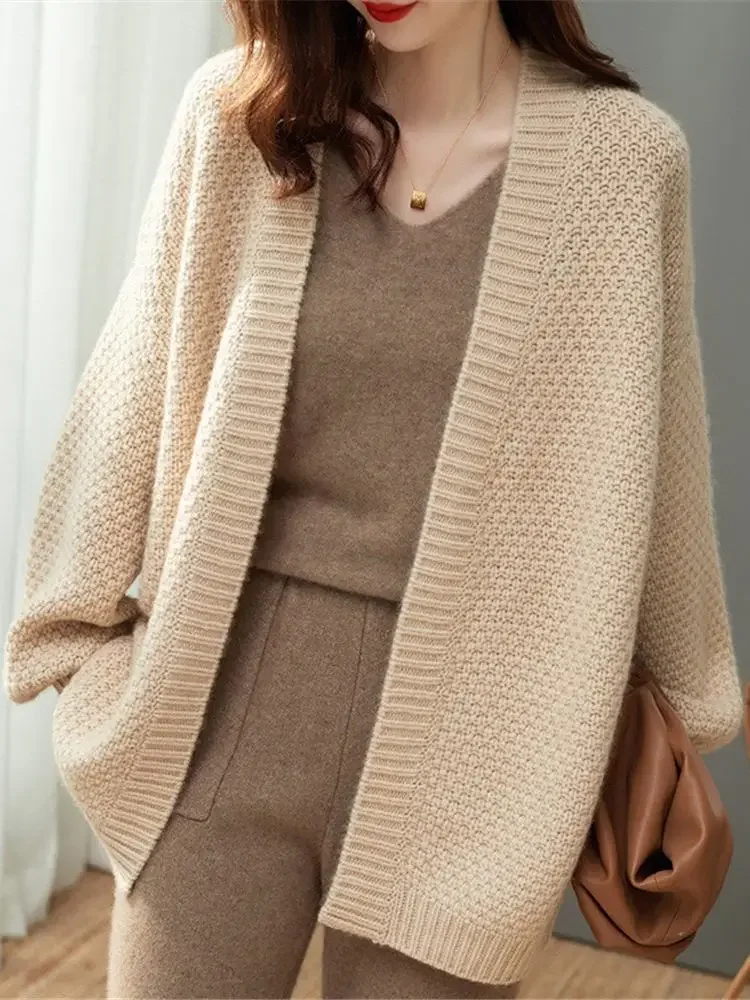 

Women Casual Cardigan All Match Fashion Simple Solid Color V-neck Cardigan Sleeve Sweater Korean Style 2025 Spring Autumn ZY7505