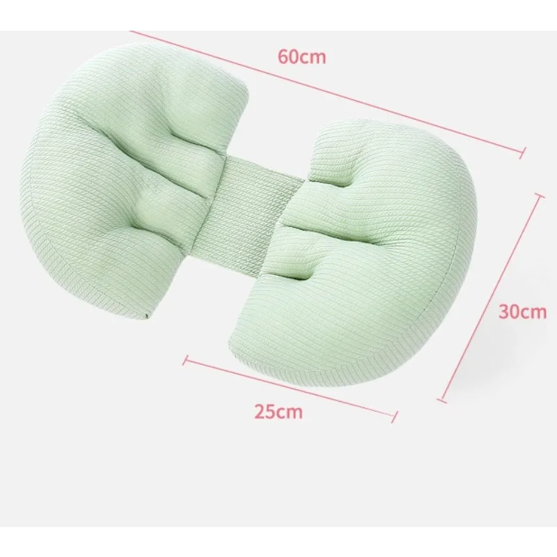 U Shaped Maternity Support Cushion Pure Cotton Knitted Fabric Waist Belly Pillow For Side Sleeping Bed Rest Pressure Relief