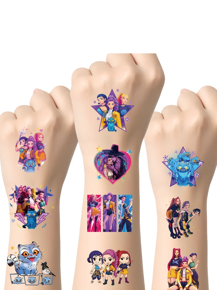 جديد 25/50 قطعة/المجموعة الكرتون Kpop شيطان الصيادين لصاقات وشم الملونة أنيمي الكتابة على الجدران الإبداعية المؤقتة لصاقات وشم هدية