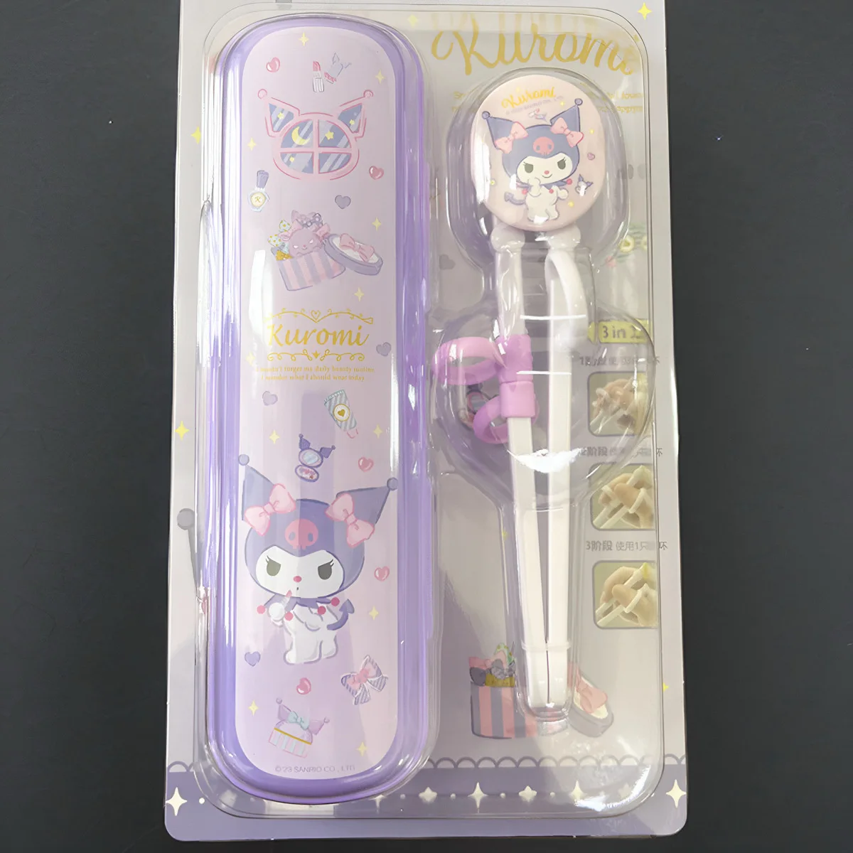 Anime Sanrio Kuromi Children's Chopsticks 2-3-4 Years Old Baby Practice Chopsticks Primary School Tableware Supplies Gift